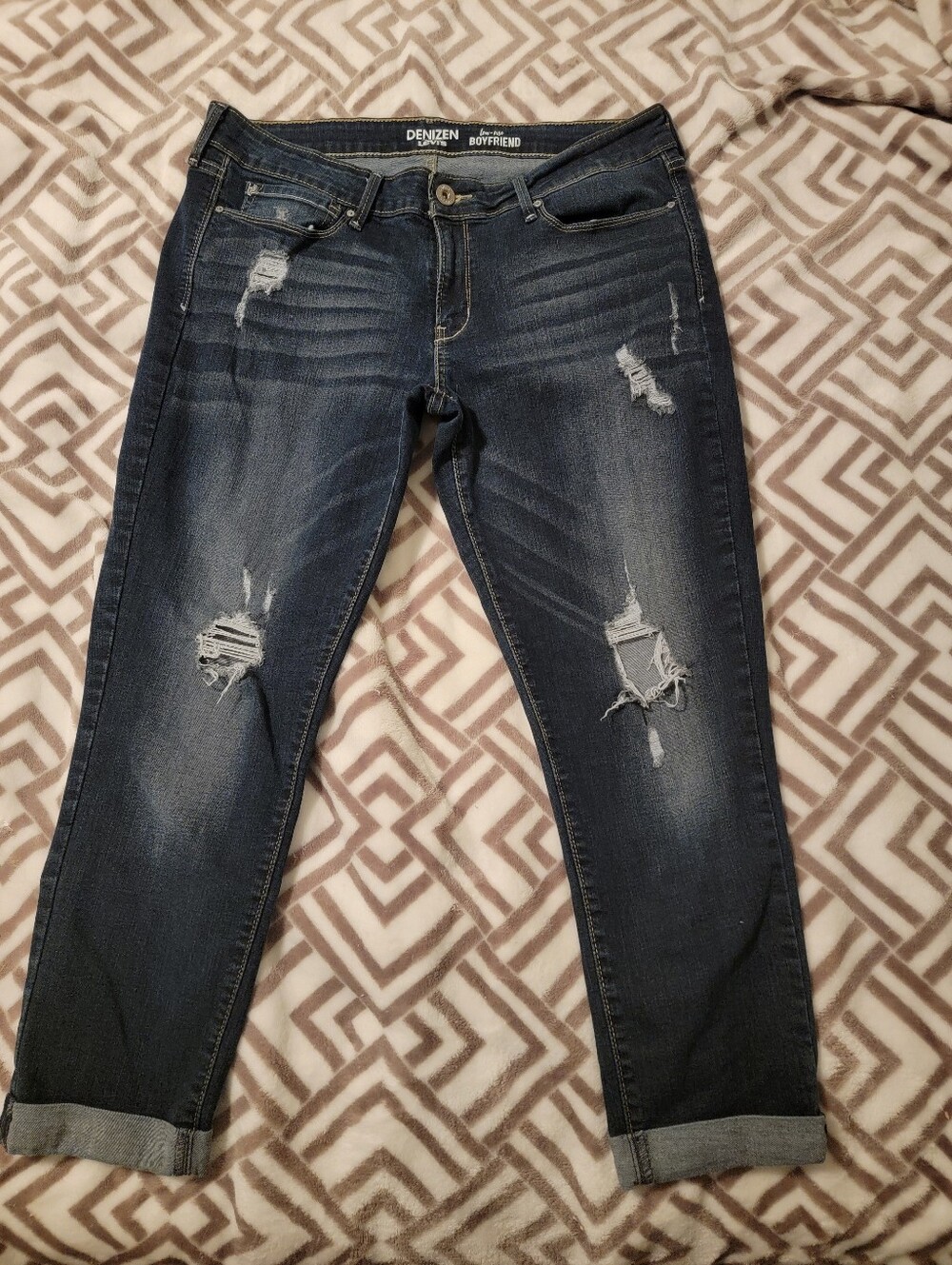 Denizen from Levi's Women's Boyfriend Jeans - Dark Indigo Distressed